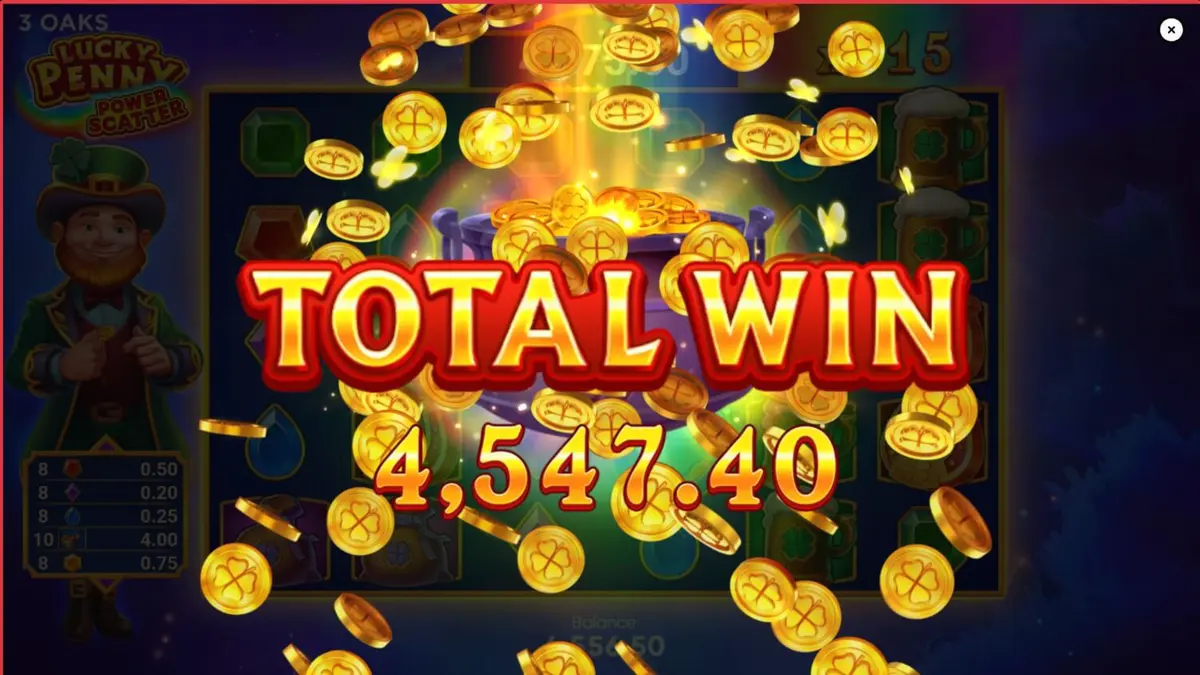 Leprechaun alegre em uma floresta encantada no slot Lucky Penny Power Scatter