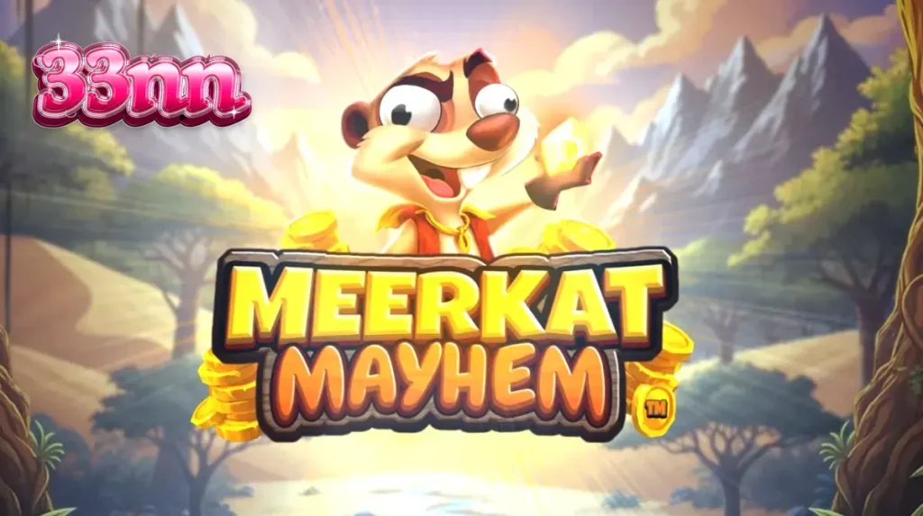 Interface do slot Meerkat Mayhem com tema de deserto e suricatos