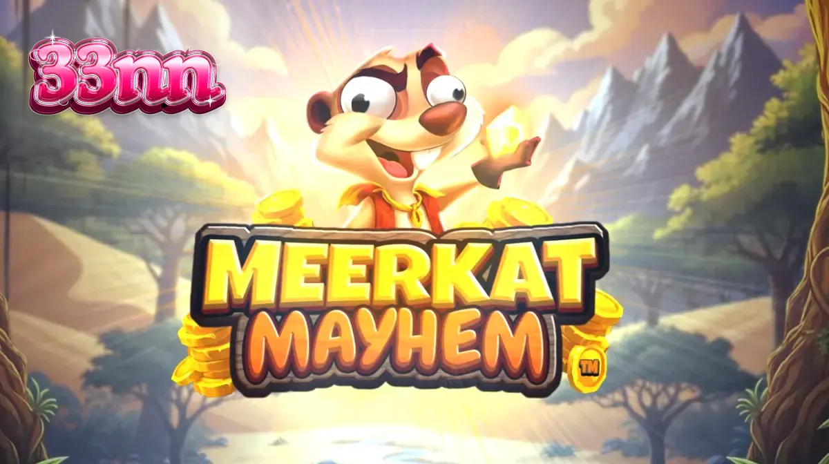 Interface do slot Meerkat Mayhem com tema de deserto e suricatos
